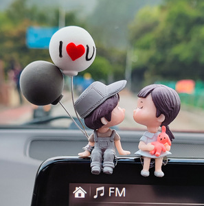 Autodecoratie Hoge kwaliteit kunststof Leuke cartoonparen Actiefiguren Interieurkits Ballonornament Autodashboard - Product Image 5