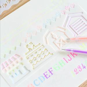8 pz/pacco Stencil Drawing Kit per bambini disegno Stencil Set regalo per ragazzo ragazza creazione di carte fai da te per Planner Album fotografico Scrapbook - Product Image 5