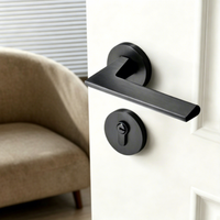 Ensemble de serrures de porte silencieuses de style minimaliste moderne pour portes en bois d'intérieur, poignée en alliage de zinc noir, options de serrures mécaniques/magnétiques