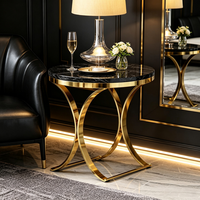 Table Basse Mobile de Luxe Moderne en Métal et Fer, Plateau en Pierre Frittée Durable, Idéale pour Salon, Canapé, Balcon – Meilleure Vente
