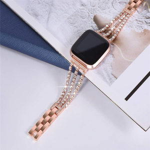 Bracelet de poignet en diamant brillant pour fille pour <span class=keywords><strong>fitbit</strong></span> <span class=keywords><strong>Versa</strong></span> <span class=keywords><strong>3</strong></span> Bracelet de bijoux en métal tendance pour bracelet de montre Versa3 - Product Image 4