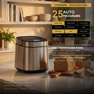HONEYICE <span class=keywords><strong>Machine</strong></span> <span class=keywords><strong>à</strong></span> <span class=keywords><strong>pain</strong></span> électrique universelle 100-240V <span class=keywords><strong>à</strong></span> adaptation automatique, compacte, moteur DC 700W, capacité 2,5 LB, précision française, <span class=keywords><strong>pour</strong></span> la maison - Product Image 3