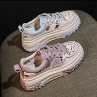 Chaussures décontractées pour femmes 2026 Nouveauté Été à bride monacale motif léopard à lacets semelle épaisse en maille respirante antidérapantes rehaussantes pour étudiantes et sport