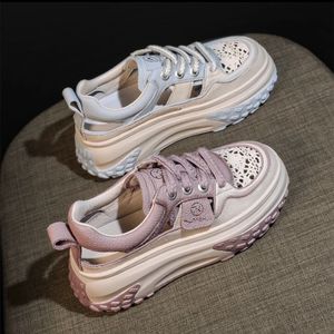 Zapatos Casuales de <span class=keywords><strong>Mujer</strong></span> 2023, Nuevos Zapatos Deportivos de Verano con Cordones, Suela Gruesa, Malla Transpirable, Antideslizantes y con Plataforma para Estudiantes - Product Image 4