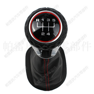 Pommeau de levier de vitesse en cuir Palo Auto 5 vitesses ligne rouge ergonomique pour Volkswagen Golf 4 Gti Caddy - Product Image 1