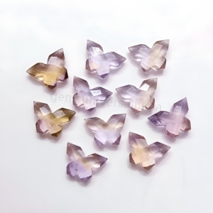 Ametrine naturelle en forme de papillon 14 mm, pierre sculptée à la main, pierre précieuse, cristal sculpté, prix de gros, fabrication de bijoux en vrac - Product Image 1