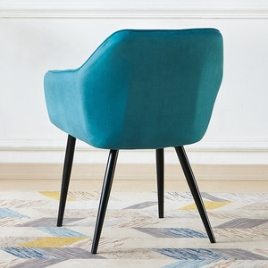 Silla de comedor de terciopelo tapizada con diamantes azules y grises de lujo Morden, silla de comedor con reposabrazos - Product Image 4