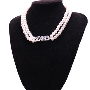 قلادة لؤلؤ نسائية متعددة الطبقات بتصميم أنيق مع حروف يونانية من مجتمع زيتا فاي بيتا - Product Image 4