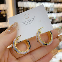 Boucles d'oreilles pour femmes en or massif 14 carats plaqué or, style rétro européen, imprimé léopard