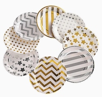 Vente chaude Divers Thème Série Assiettes À Dîner Jetables Biodégradables Assiette En Papier Vaisselle Ensemble Décorations De Fête Stock Vente