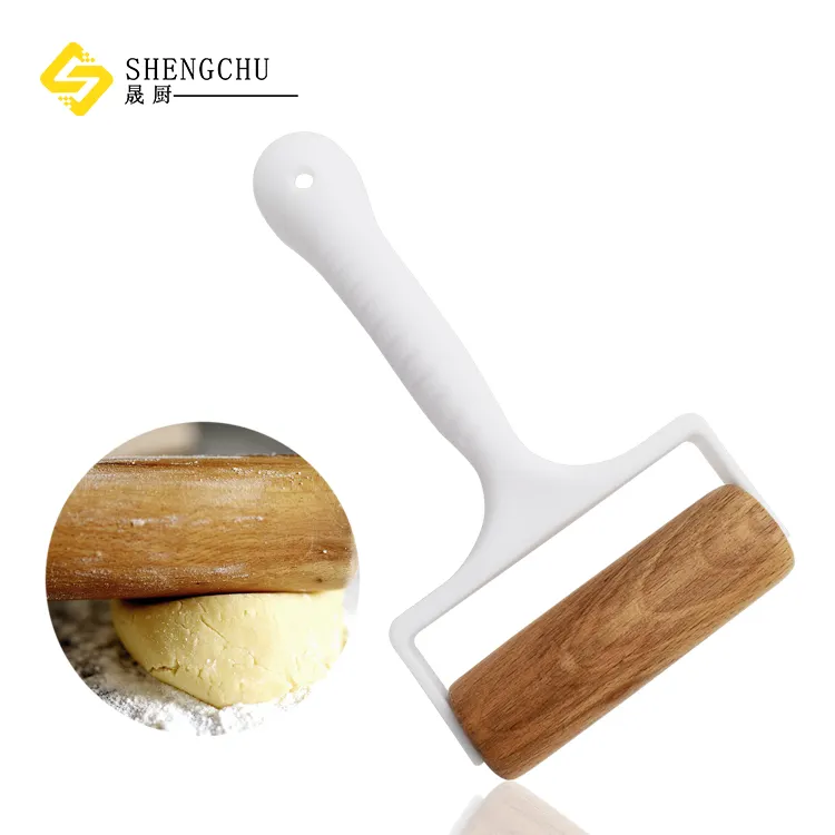 Kitchen accessories Oak Wooden Dough Baker Roller Pastry Rolling pins with plastic handle