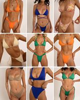2025 Custom Logo Designer Badpakken Bekende Merken Hoge Taille Bikini Onderkant Effen Hoge Poot Bikini