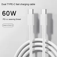 PD60W paket kotak pengisian daya Cepat 3A, kabel pengisian daya Tipe C ke tipe-c, kabel pengisian Data 5 inti, kepang
