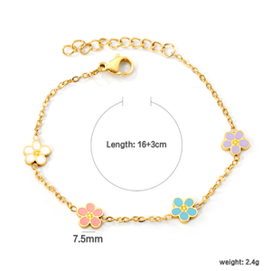 G4768 Wholesale Stainless Steel Flower <b>Charm</b> <b>Bracelet</b> Summer Colorful <b>Beaded</b> Freshwater Pearl <b>Bracelets</b> - Product Image 6