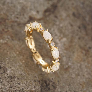 Caoshi đồ trang sức bằng đồng bắt chước <span class=keywords><strong>Opal</strong></span> LỜI HỨA ban nhạc vô hạn nhẫn cho phụ nữ vàng bạc vàng hồng màu hình bầu dục hình dạng <span class=keywords><strong>Opal</strong></span> Ladies Nhẫn - Product Image 1