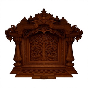 Templo Swaminarayan Tradicional Tallado a Mano, Mandir de Madera de Teca de Gran Tamaño para el Hogar, Pooja Ghar de Estilo Moderno y Duradero para Sala de Estar - Product Image 1