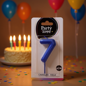 Bougie d'anniversaire Vela Party Love bleue numéro 7, 6 cm - Product Image 3