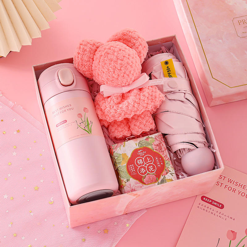 [Rose] Thermos Tasse Savon Ours Serviette Parapluie