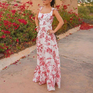 Ventas calientes señoras sin mangas <span class=keywords><strong>Maxi</strong></span> vestidos largos impresos mullidos mujeres elegantes vestidos casuales - Product Image 1