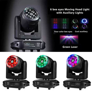 Dj Bar Disco Light Bee Eye 6x15W RGBW DMX Laser Beam Wash LED Moving Head Light avec <span class=keywords><strong>Halo</strong></span> Ring - Product Image 2
