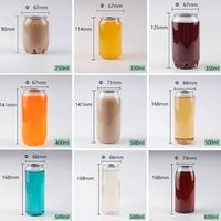 Canettes de boisson en plastique PET transparentes 250ml 330ml 500ml 8oz 12oz 13oz 16oz pour canette de soda transparente avec couvercle Surface de marquage à chaud