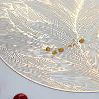 STARUNK Napperons ronds en vinyle doré métallisé effaçable, 3 mm d'épaisseur, design classique, résistants à la chaleur et imperméables