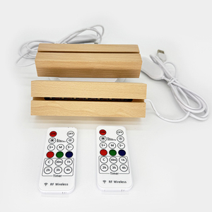 3D Night <strong>LED</strong> <strong>Light</strong> for Acrylic Panel 7 Color 4 Mode Wood Base Lamp <strong>with</strong> Remote &amp; <strong>Timer</strong> Home Bedroom &amp; Living Room Decor - Product Image 2