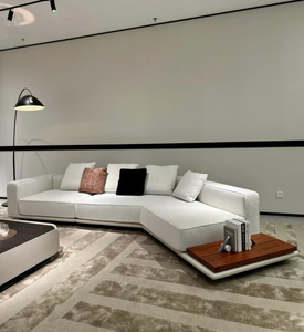 Canapé sectionnel trois places en cuir véritable italien contemporain Milano avec revêtement écologique pour les espaces intérieurs de villa - Product Image 1