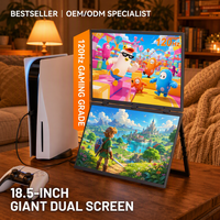 Moniteur portable double écran 18,5 pouces 120 Hz pour ordinateur portable, 1080p IPS, pliable, empilable, Type-C, compatible VESA, Plug & Play, intégré