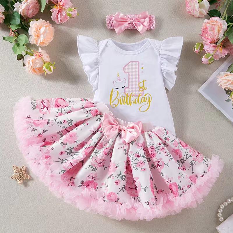 Hot 0-2 Years Baby Girl One Year Birthday Cloth Gift Infant Cake Tutu Dress  Baby Birthday for Party Baby Year Old Party Dress