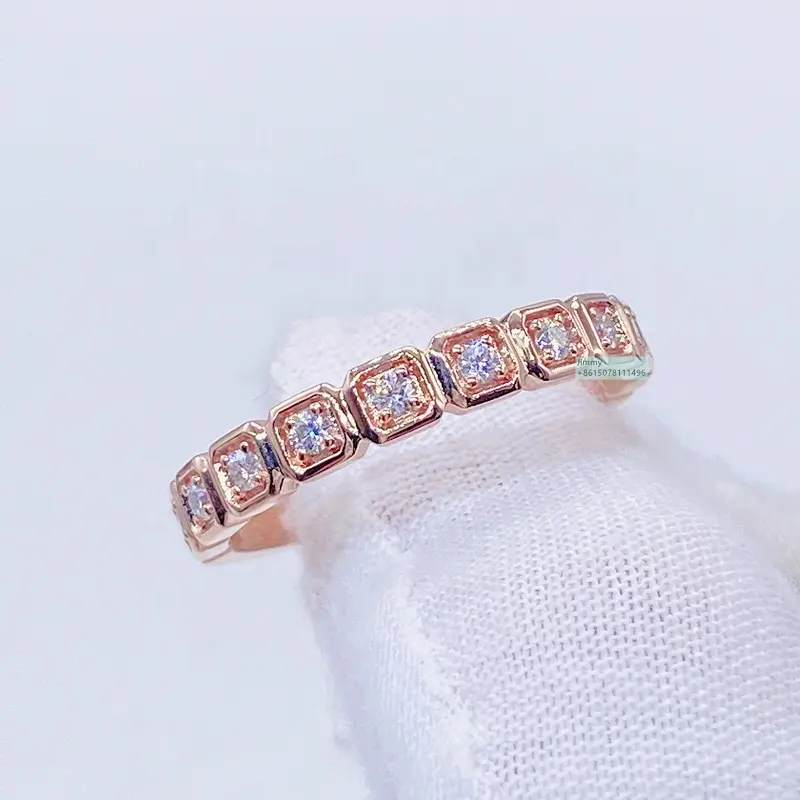 Pass Diamond Tester GRA Certificates Bride Jewelry 10k Rose Gold 2mm VVS Moissanite Main Stone Engagement Ring