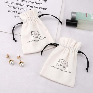 Custom Logo Printed Brush Canvas Cotton <b>Dust</b> <b>Bag</b> for Jewelry Antique Drawstring Bracelet Packaging Jewelry Pouch - Product Image 4