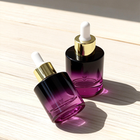 Flacon compte-gouttes en verre pour cosmétiques, nouveau design, 30 ml, fond épais, épaule plate, avec logo personnalisé