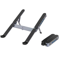 Support pour ordinateur portable en alliage d'aluminium avec HUB USB 3.0 Type C, réglable, pliable, portable, refroidissant, antidérapant, pour ordinateur portable Mac