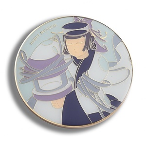 Souvenir Cosmetic Mirror Custom Logo PU Pouch Round <b>Small</b> Hard Enamel Makeup Mirror - Product Image 4