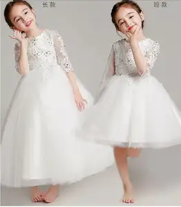 礼服伴娘儿童礼服童女长款白色蕾丝公主礼服派对婚礼