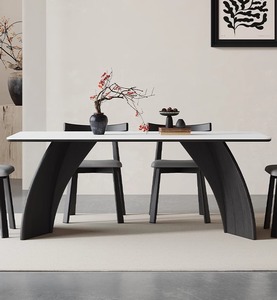 Ý rắn gỗ bàn ăn óc chó và trắng tro thiết kế hình chữ nhật cho ngôi nhà nhỏ - Product Image 3