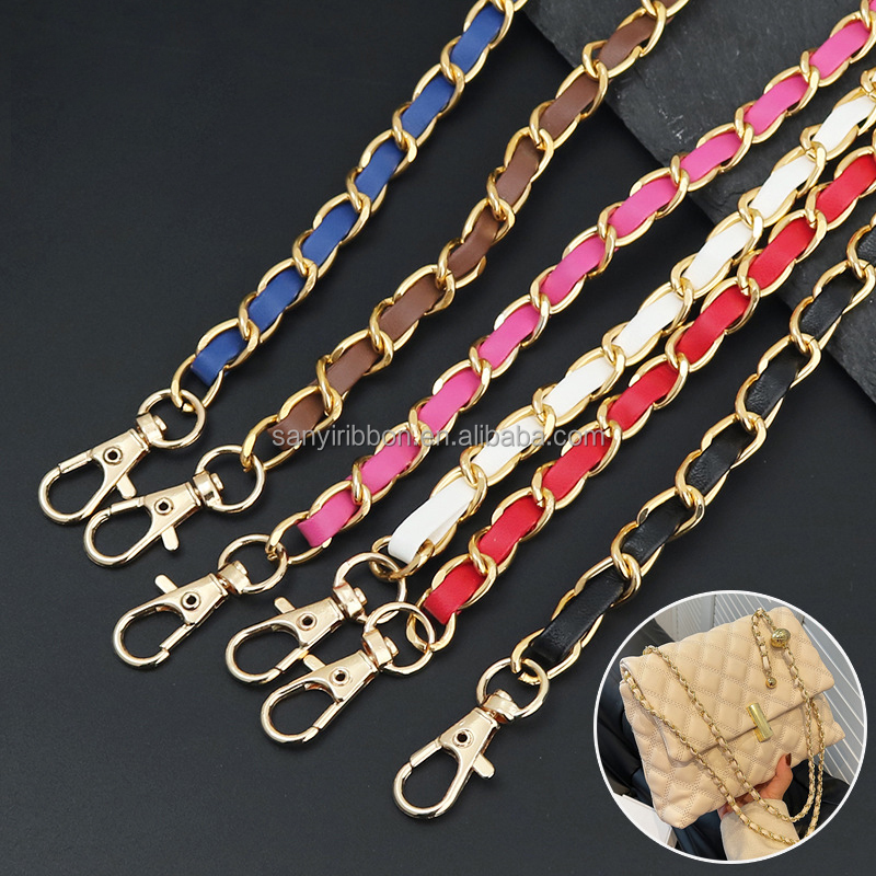 The Manufacturer Wholesales Colored 120-centimeter Metal Leather Crossbody Bag Chain Straps and Mobile Phone Straps