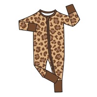 Combinaison zippée pour bébés en fibre de bambou, confortable, à motifs imprimés, faible MOQ, qualité supérieure, pour acheteurs en gros