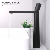 Salle de bain moderne rond en laiton robinets mélangeurs de lavabo monotrou noir robinets de salle de bains robinets mélangeurs d'eau chaude et froide