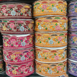 Custom Made Embroidered Lace <b>Trimming</b> with Scalloped Edges Fine Thread Detailing 100% Cotton Luxury <b>Fabric</b> Border for Shoes Bags - Product Image 1