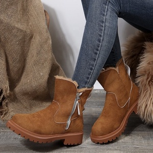 <span class=keywords><strong>Bottes</strong></span> d'hiver pour femmes 2025, grande taille, doublure en fourrure peluche, bout rond, hauteur accrue, bottines à la mode, taille 43 - Product Image 3