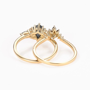 <span class=keywords><strong>Rebecca</strong></span> Ensemble de bagues de fiançailles en argent sterling 925 avec diamants, sel et poivre Ensembles de bagues de cerf-volant - Product Image 4