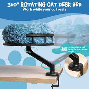 เตียงแมวแบบตั้งโต๊ะ นุ่มสบาย ทำจากผ้าพลัฌ รูปทรงเปลญวน สำหรับแมวขนาดเล็กและใหญ่ ใช้เป็นที่พักผ่อนในบ้าน หมุนได้ 360 องศา ปรับความสูงได้ - Product Image 2