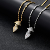 Collier pendentif écrevisse personnalisé micro-pavé CZ, bijoux hip-hop pour hommes