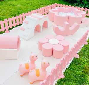 유아용 실내 놀이터 장비 대여용 핑크 꽃 소프트 플레이 볼 풀 세트 - Product Image 2