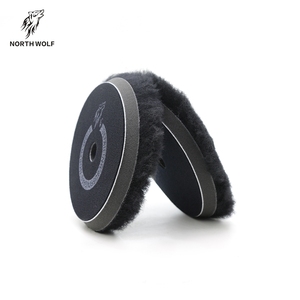 Tampon de polissage en laine noire North Wolf 6 pouces 100% laine Matériel Tampons de polissage à double action <span class=keywords><strong>pour</strong></span> polissage de voiture - Product Image 4