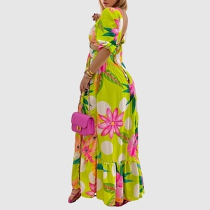 Nuevo Vestido Maxi Sexy con Estampado Floral y Volantes, Moda Femenina - Product Image 2