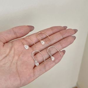 Dylam Exclusive Design Fine Jewelry Rhodium Champagne Gold Plated S925 Silver Dangle Pear Shape 5A Zirconia <b>Hook</b> <b>Earrings</b> - Product Image 2