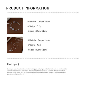 Ensemble collier et bracelet en cuivre argenté avec pendentif trombone en zircon pour femme – <span class=keywords><strong>Bijoux</strong></span> de luxe minimalistes en gros - Product Image 6